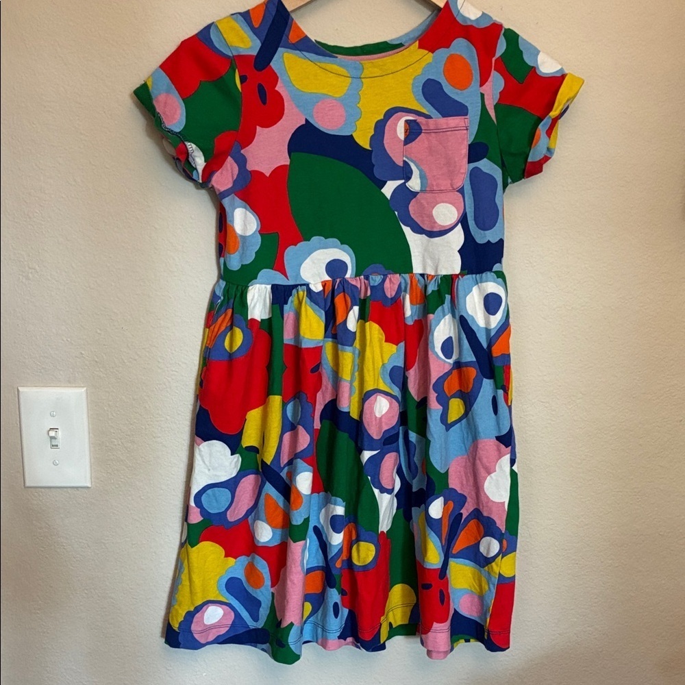 Mini Boden Colorful Floral Kids Dress with Butterflies